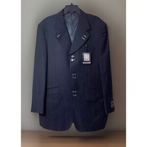 Edmondo Italiano Suit Jacket Mens 42R Blue Super 180s Designed In Italy Blazer